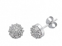 925 Sterling Silver CZ Cluster Dome Shape Studs