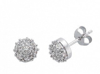 925 Sterling Silver CZ Cluster Dome Shape Studs