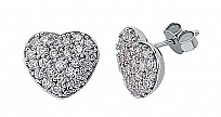 925 Sterling Silver CZ Heart Studs