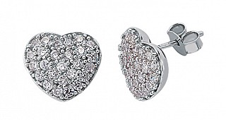 925 Sterling Silver CZ Heart Studs