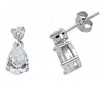 925 Sterling Silver CZ Pear Drop Earrings