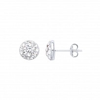 925 Sterling Silver Dome Shape Crystal Studs - 8mm
