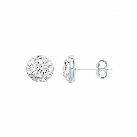 925 Sterling Silver Dome Shape Crystal Studs - 8mm