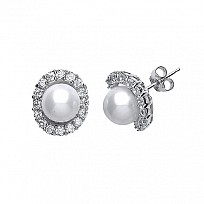 925 Sterling Silver PEARL & WHITE EARRINGS
