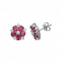 RUBY PETAL FLOWER STUD EARRINGS