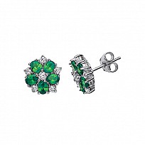 EMERALD PETAL FLOWER STUD EARRINGS
