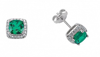 925 Sterling Silver Cubic Zirconia Emerald Princess Cut Stud Earrings