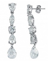 925 Sterling Silver CZ Fancy Drop Earrings