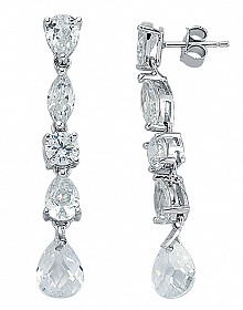 925 Sterling Silver CZ Fancy Drop Earrings