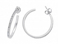 925 Sterling Silver CZ Clawset Half Eternity Hoop Earrings