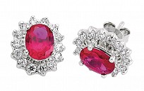 925 Sterling Silver CZ Clawset Studs With A Ruby Stone Centre