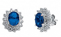 925 Sterling Silver CZ Clawset Studs With A Sapphire Stone Centre