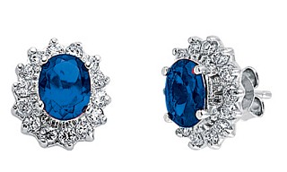 925 Sterling Silver CZ Clawset Studs With A Sapphire Stone Centre