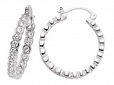 925 Sterling Silver Cubic Zirconia Rubover Hoop Earrings
