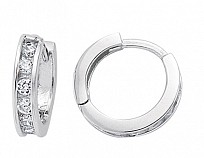 925 Sterling Silver CZ Channel Set Half Eternity Huggy Earrings