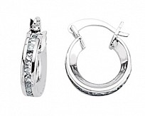 925 Sterling Silver CZ Channel Set Hoops