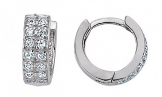 925 Sterling Silver Cubic Zirconia Huggies Earrings