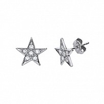 925 Sterling Silver Cubic Zirconia Star Studs