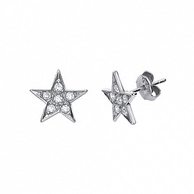 925 Sterling Silver Cubic Zirconia Star Studs