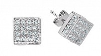 925 Sterling Silver Cubic Zirconia Square Studs