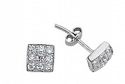 925 Sterling Silver and CZ Square Studs.