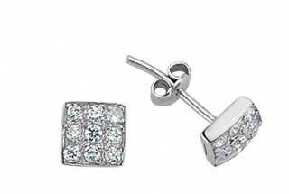925 Sterling Silver and CZ Square Studs.