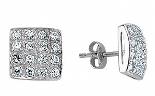 925 Sterling Silver CZ Square Studs