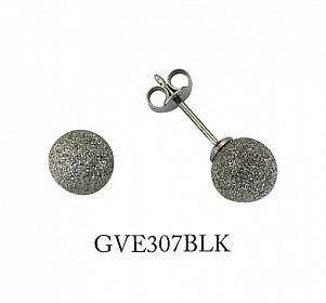 925 Sterling Silver Black Frosted 8mm Studs