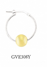 925 Sterling Silver Hoop Earrings With A Gold Satin Bead