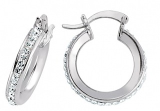 925 Sterling Silver CZ Hoop Earrings 8MM