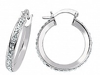 925 Sterling Silver CZ Hoop Earrings 16MM