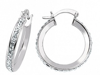 925 Sterling Silver CZ Hoop Earrings 16MM