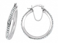 925 Sterling Silver CZ Hoop Earrings 21MM