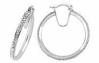 925 Sterling Silver CZ Hoop Earrings 24MM