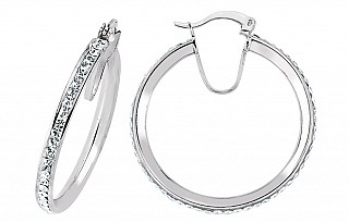 925 Sterling Silver CZ Hoop Earrings 24MM