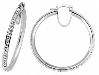 925 Sterling Silver CZ Hoop Earrings 35MM