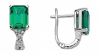 925 Sterling Silver Cubic Zirconia Emerald Radiant Cut Earrings