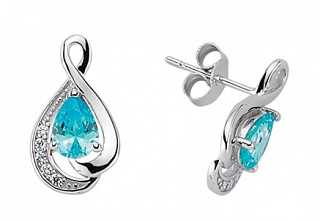 925 Sterling Silver Cubic Zirconia & Topaz Tear Drop Stud Earrings