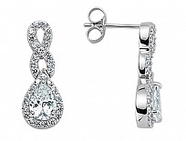 925 Sterling Silver Cubic Zirconia Micro Pave Tear Drop Earrings