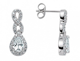 925 Sterling Silver Cubic Zirconia Micro Pave Tear Drop Earrings