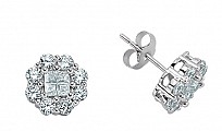 925 Sterling Silver Cubic Zirconia Cluster Stud Earrings