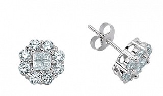 925 Sterling Silver Cubic Zirconia Cluster Stud Earrings