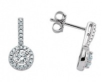 925 Sterling Silver Cubic Zirconia Micro Pave Halo Drop Earrings
