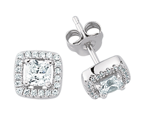 925 Sterling Silver CZ Micro Pave Stud Earrings