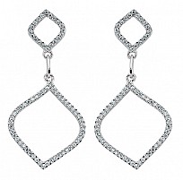 925 Sterling Silver Cubic Zirconia Cut Out Tear Drop Earrings