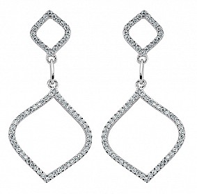 925 Sterling Silver Cubic Zirconia Cut Out Tear Drop Earrings