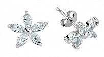 925 Sterling Silver CZ Flower Stud Earrings