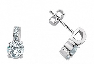 925 Sterling Silver Cubic Zirconia Halo Stud Earrings