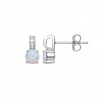 925 Sterling Silver Cubic Zirconia & Opal Halo Stud Earrings
