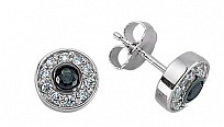 925 Sterling Silver CZ and Black Micro Pave Stud Earrings